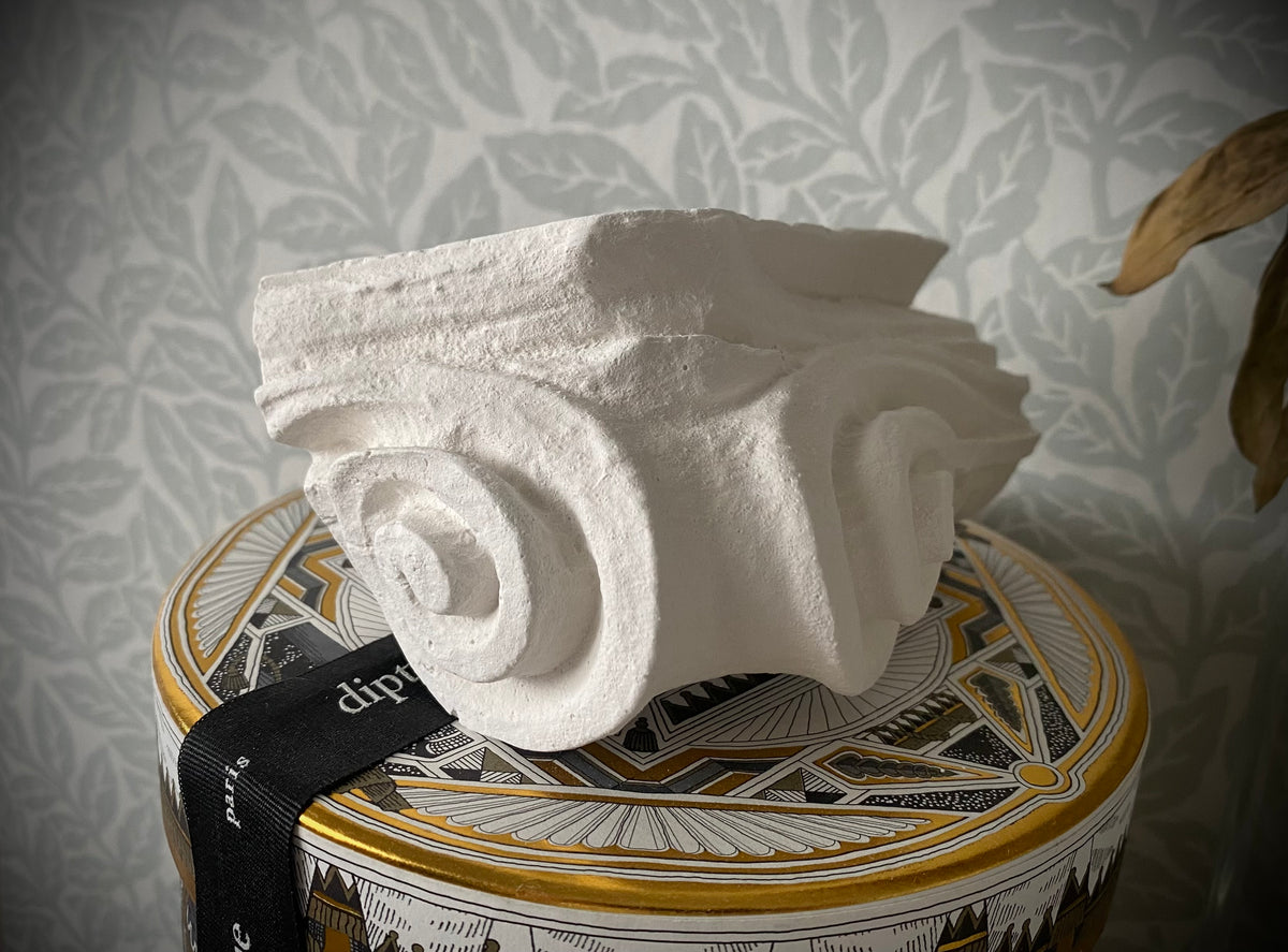 Greek / Roman wall freestanding Ionic Capital plaster fragment sculpture, architecture Decor. Signed & Numbered. Limited Edition