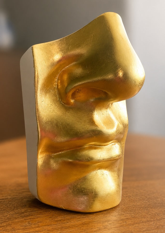 Sculpture - David's nose & lips. Cast from Michelangelo's masterpiece. Gold leaf covered front. Signed & Numbered. Limited Edition