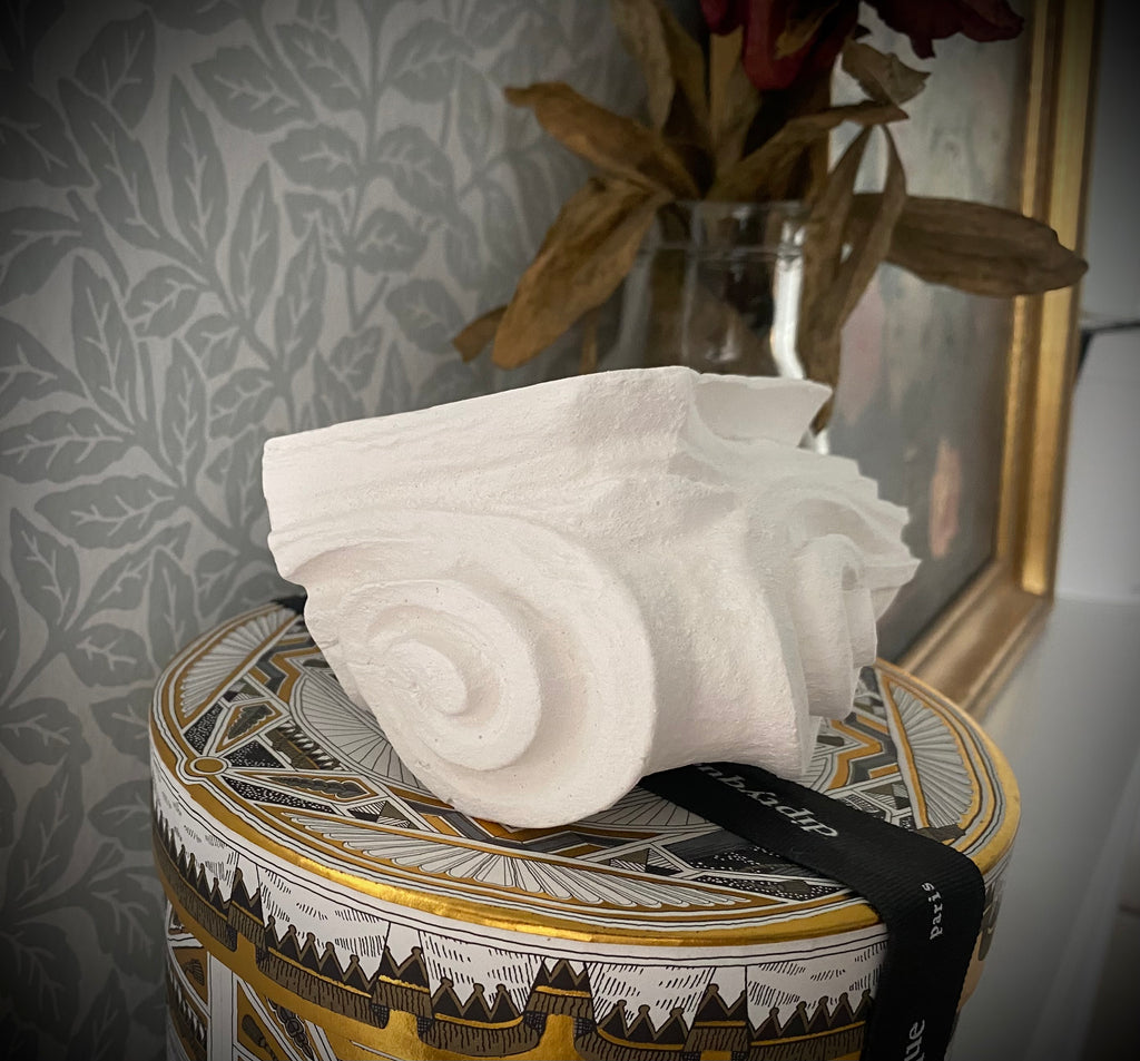 Greek / Roman wall freestanding Ionic Capital plaster fragment sculpture, architecture Decor. Signed & Numbered. Limited Edition