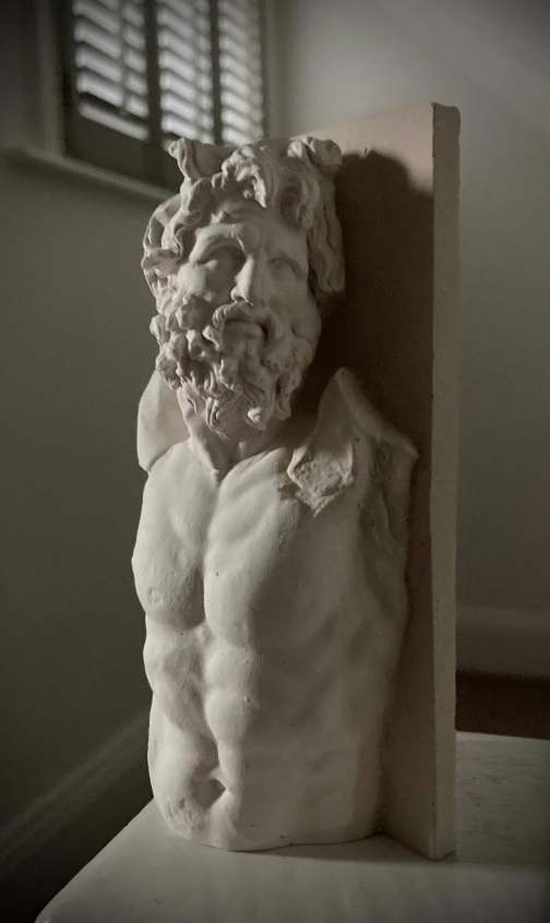 Greek sculpture Klytios Pergamon. Original casting. Aged plaster background. Signed & Numbered. Limited Edition
