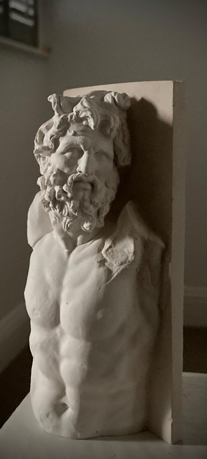 Greek sculpture Klytios Pergamon. Original casting. Aged plaster background. Signed & Numbered. Limited Edition
