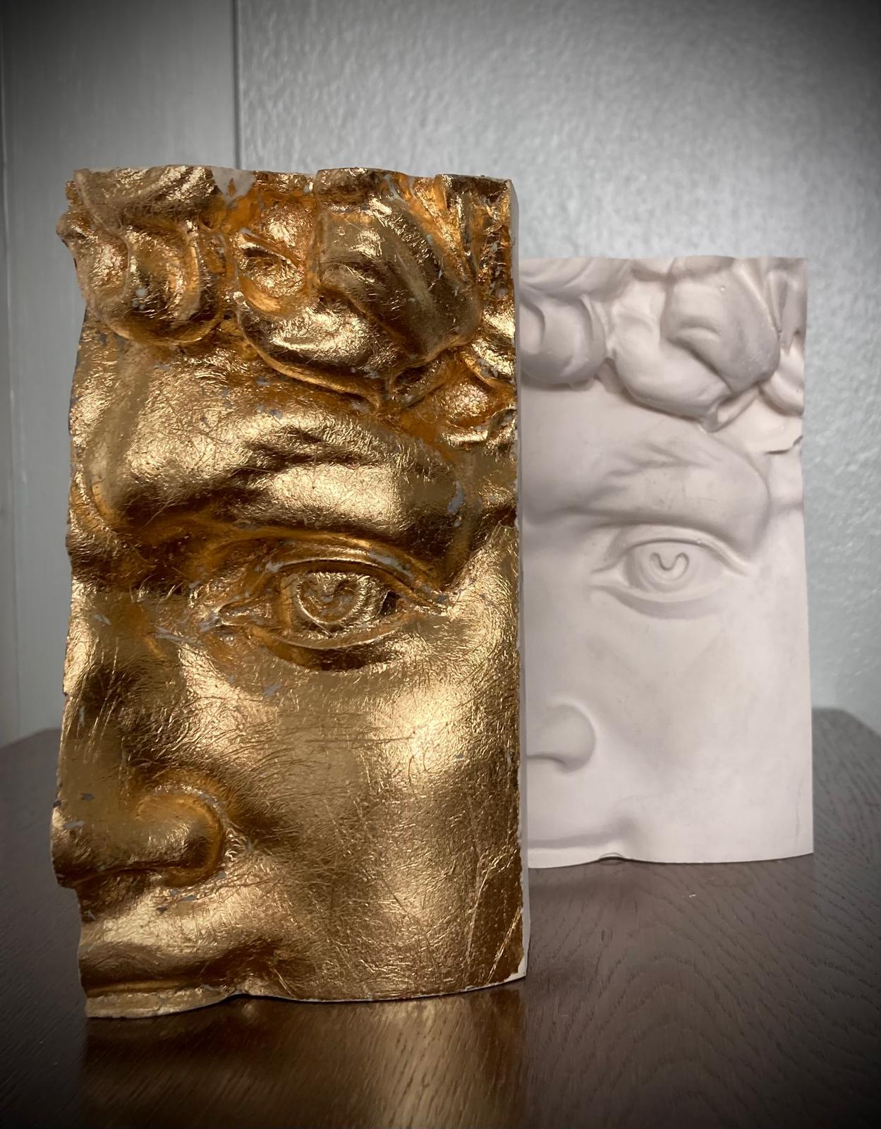 Sculpture Bust of Michelangelo's David, face detail. Signed & Numbered. Limited Edition. Plaster