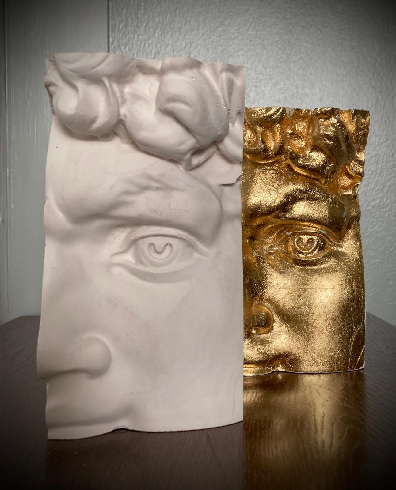 Sculpture Bust of Michelangelo's David, face detail. Signed & Numbered. Limited Edition. Plaster
