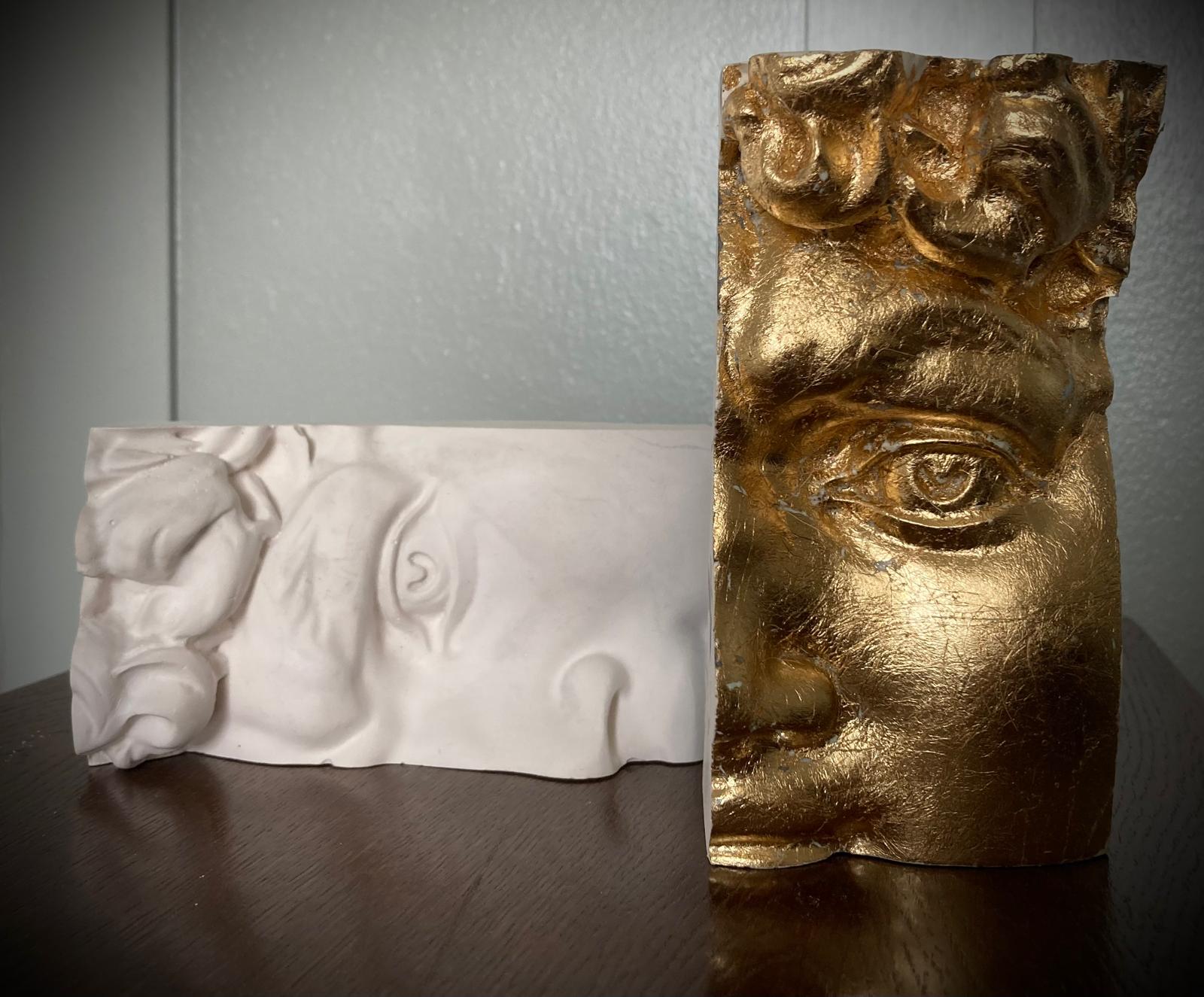Sculpture Bust of Michelangelo's David, face detail. Signed & Numbered. Limited Edition. Plaster