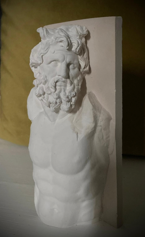 Greek sculpture Klytios Pergamon. Original casting. Aged plaster background. Signed & Numbered. Limited Edition