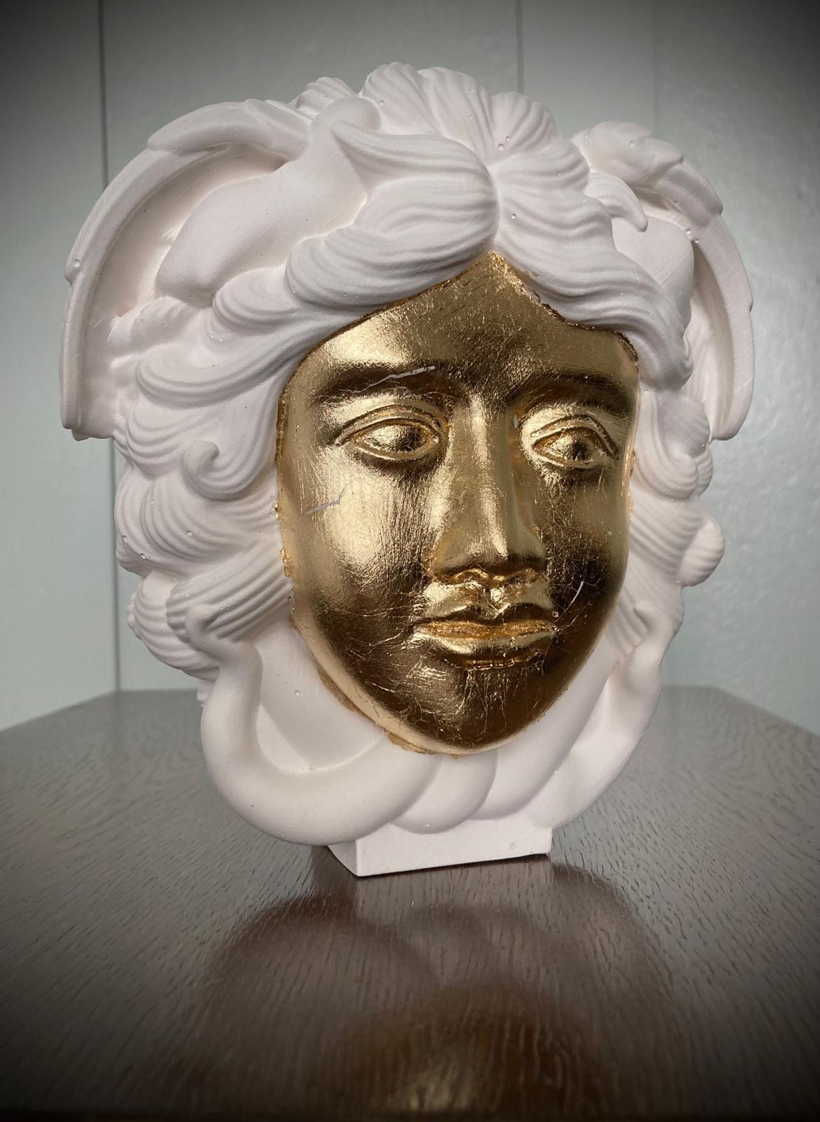 Sculpture bust of Medusa, Gold Leaf detail. This piece is a limited edition, signed and numbered